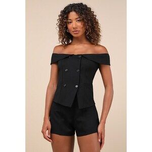 Lulus Poised Mindset Off-the-shoulder Button-front Vest Top